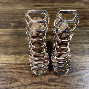 D. Caged Open Toed High Heels Stiletto Copper Womens Size 8.5